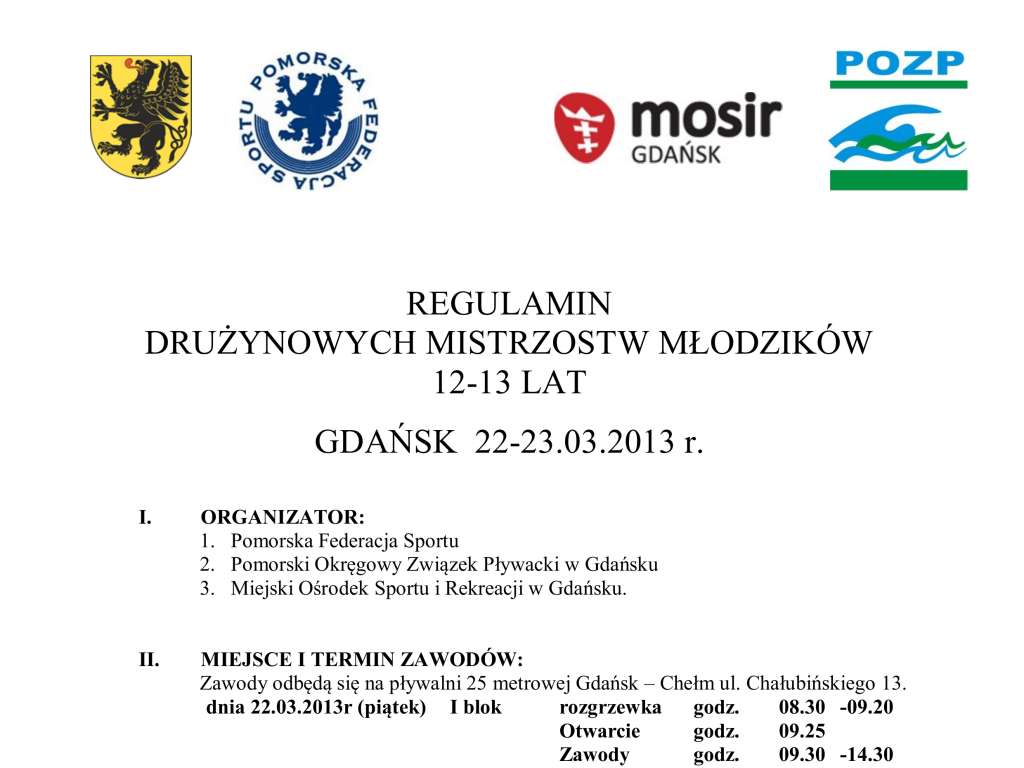 Międzywojewódzkie  Drużynowe Mistrzostwa Młodzików  12 - 13 lat –   I Runda