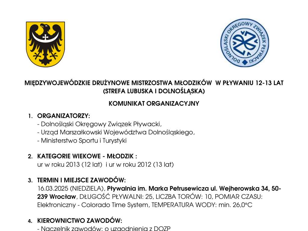 Międzywojewódzkie Drużynowe Mistrzostwa Młodzików 12, 13 lat - I runda Strefa Dolnośląska i Lubuska