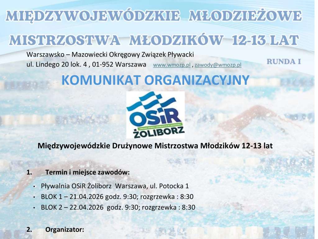 Międzywojewódzkie Drużynowe Mistrzostwa Młodzików 12-13 lat Runda I