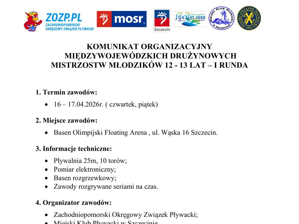 Międzywojewódzkie Drużynowe Mistrzostwa Młodzików 12, 13 lat, runda I