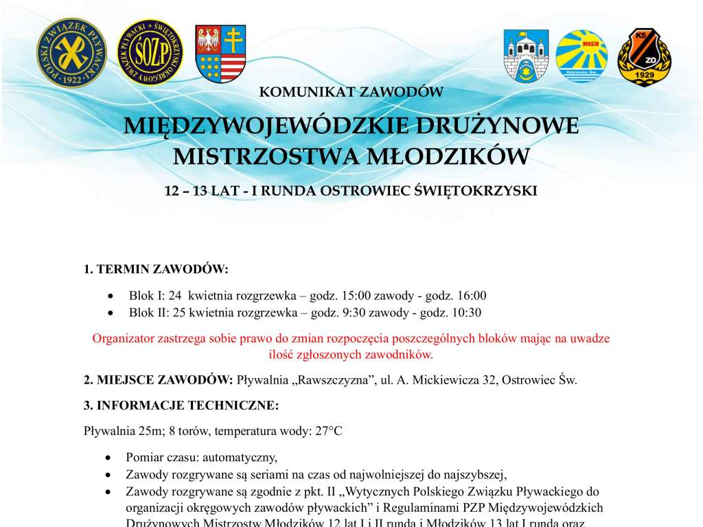 Międzywojewódzkie Drużynowe Mistrzostwa Młodzików 12, 13 lat, runda I