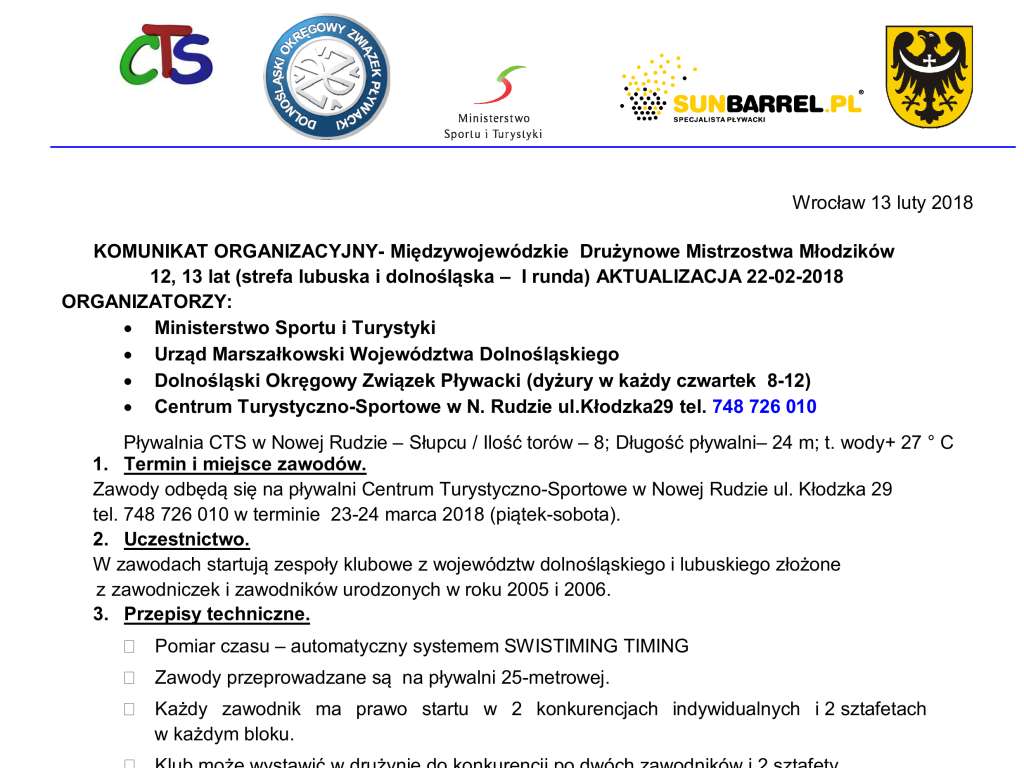Międzywojewódzkie  Drużynowe Mistrzostwa Młodzików 12, 13 lat (strefa lubuska i dolnośląska –  I runda)