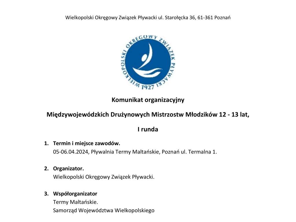 Międzywojewódzkie Drużynowe Mistrzostwa Młodzików 12 i 13 lat runda I