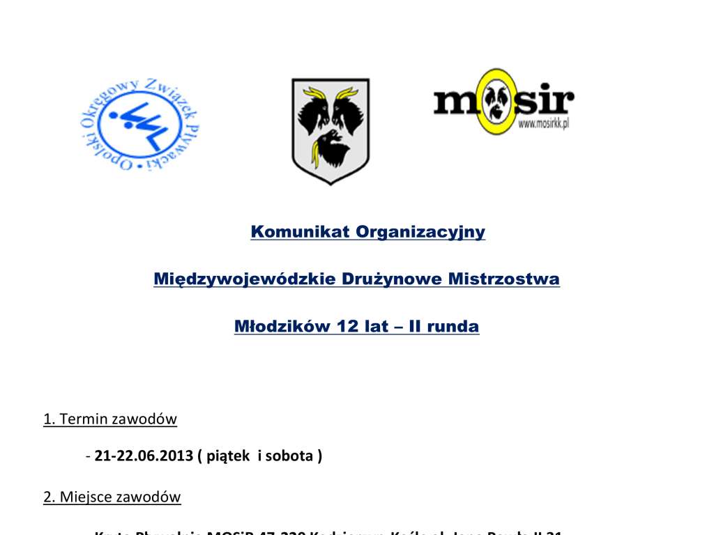 Międzywojewódzkie Drużynowe Mistrzostwa Młodzików 12 - lat - II Runda