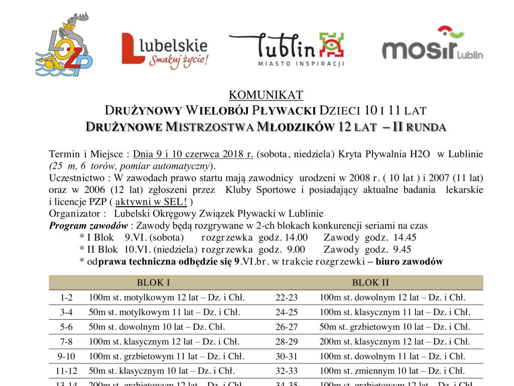 Międzywojewódzkie Drużynowe Mistrzostwa Młodzików 12 lat - II runda. Ogólnopolskie Drużynowe Zawody Dzieci 10-11 lat