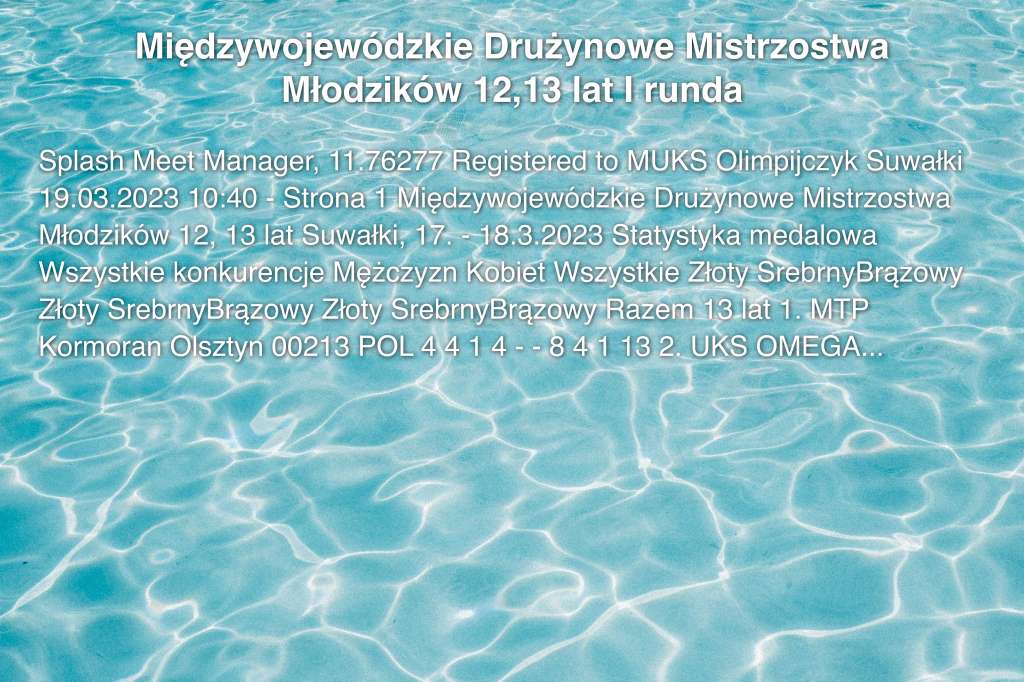 Międzywojewódzkie Drużynowe Mistrzostwa Młodzików 12,13 lat I runda