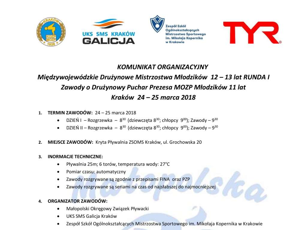 Międzywojewódzkie  Drużynowe Mistrzostwa Młodzików 12,13 lat I runda