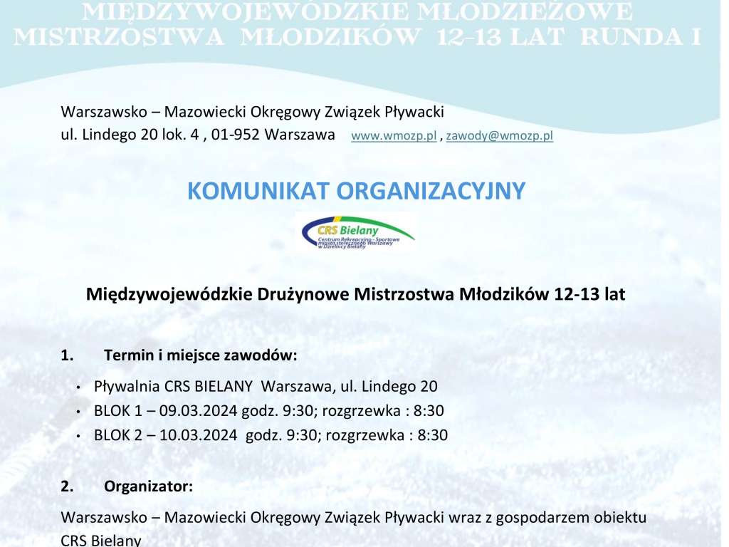 Międzywojewódzkie Drużynowe Mistrzostwa Młodzików 12,13 lat