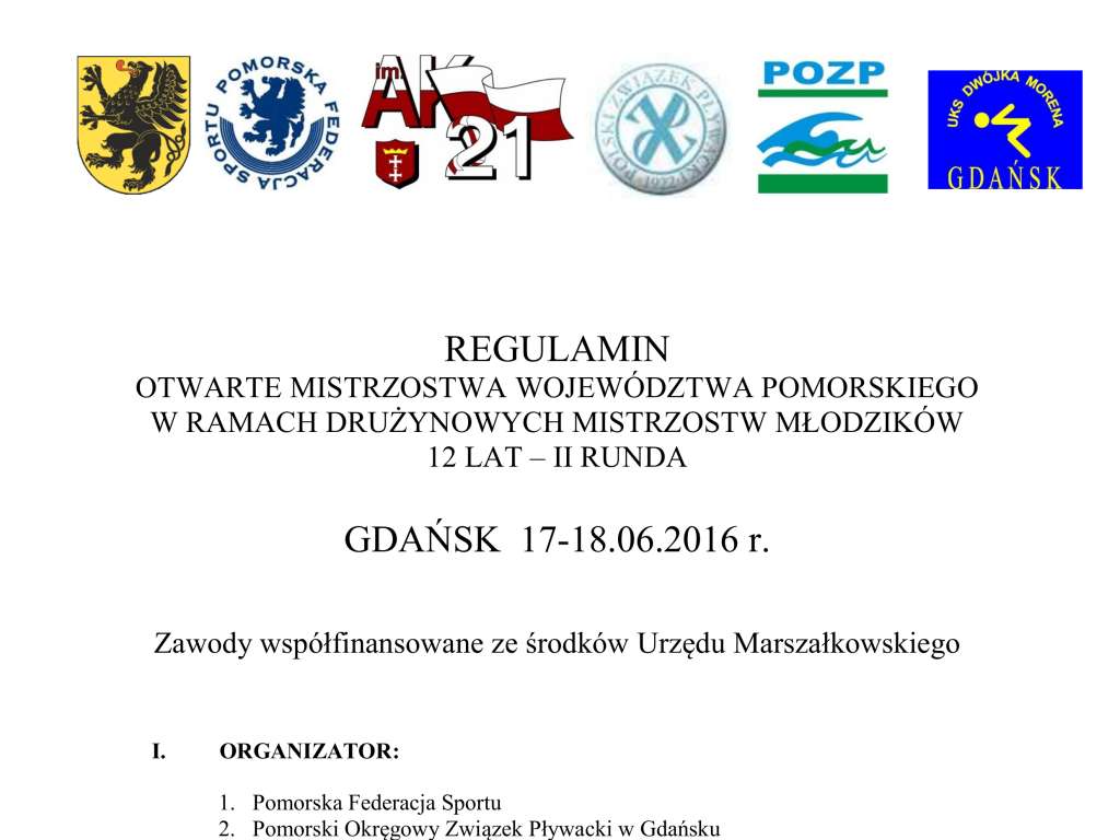 Międzywojewódzkie Drużynowe Mistrzostwa Młodzików 12lat Runda II Otwarte Mistrzostwa Województwa Pomorskiego