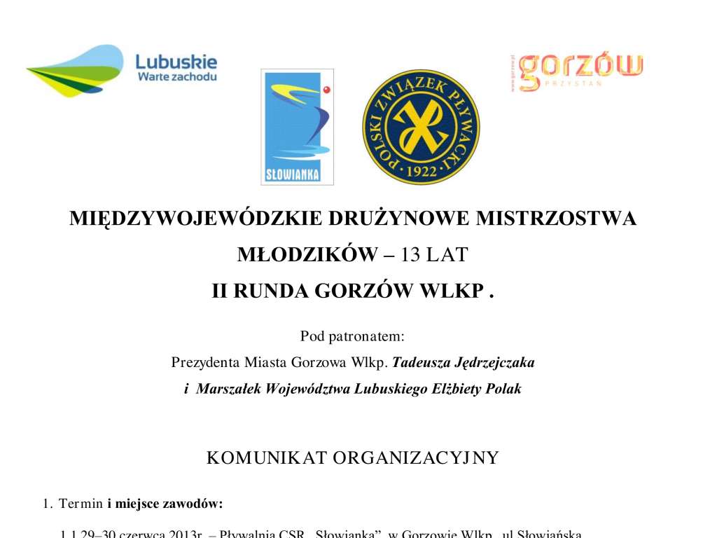 Międzywojewódzkie  Drużynowe Mistrzostwa Młodzików  13 lat