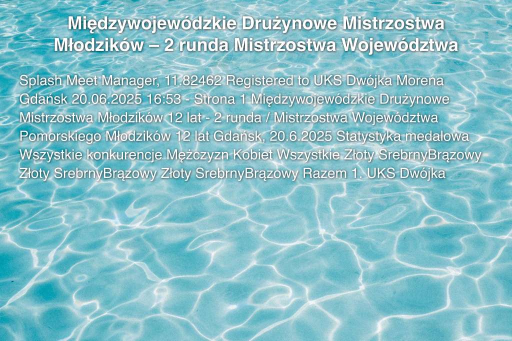 Międzywojewódzkie Drużynowe Mistrzostwa Młodzików – 2 runda Mistrzostwa Województwa Pomorskiego Młodzików 12 lat