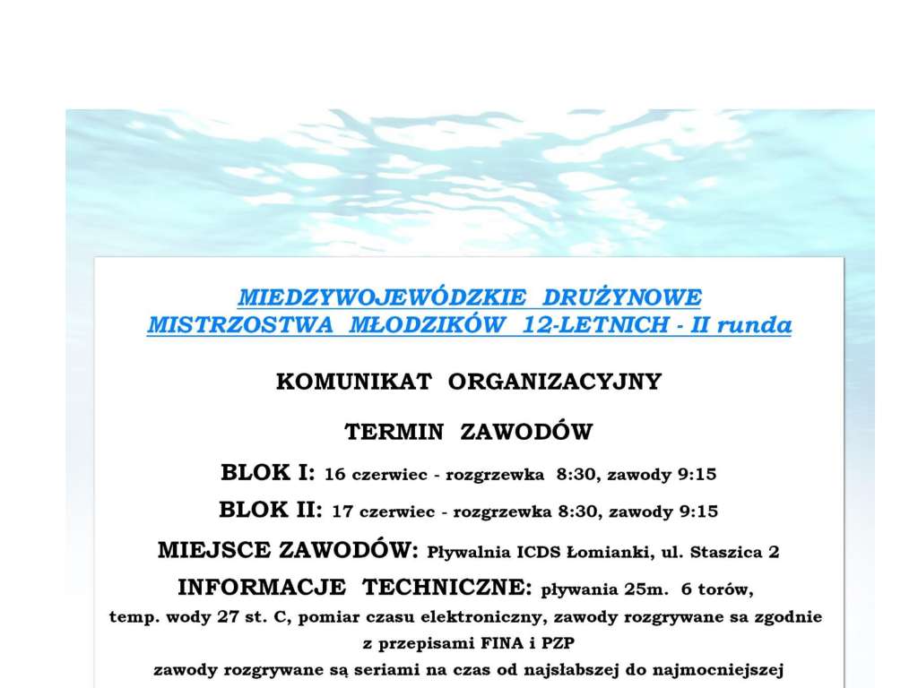 Międzywojewódzkie Mistrzostwa Młodzików 12 lat II Runda