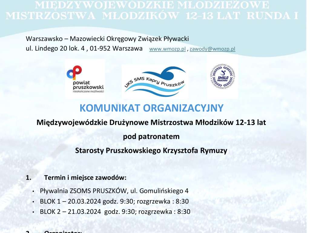 Międzywojewódzkie Mistrzostwa Młodzików 12,13 lat