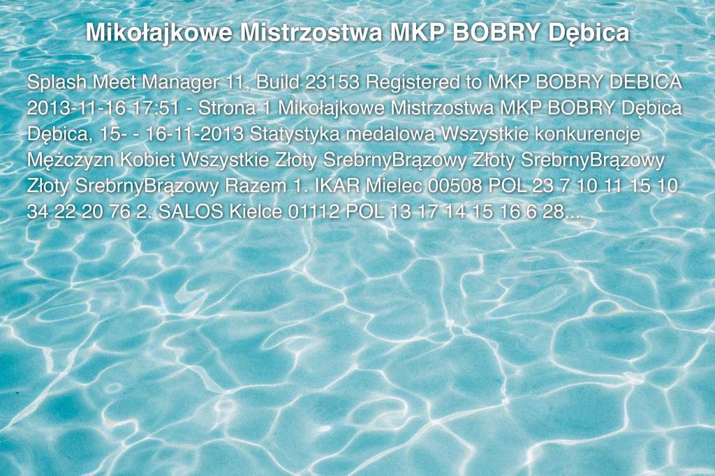 Mikołajkowe Mistrzostwa MKP BOBRY Dębica