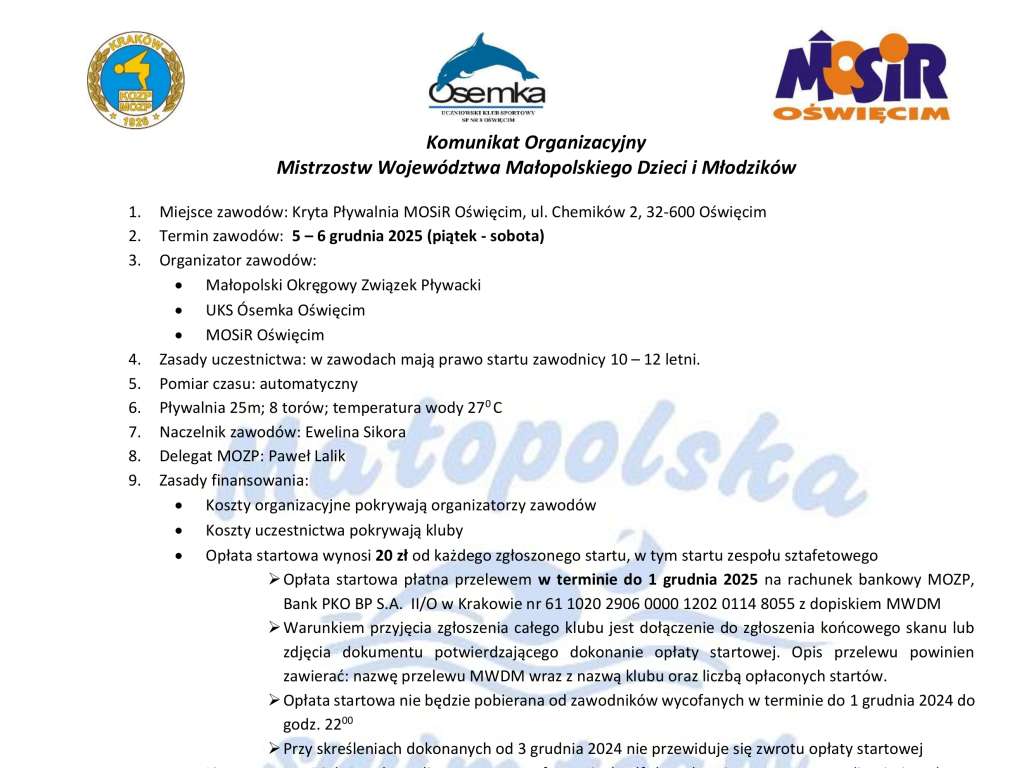 Mistrzostw Województwa Małopolskiego Dzieci i Młodzików