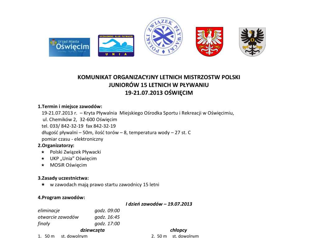 Mistrzostwa Polski Juniorów 15 lat