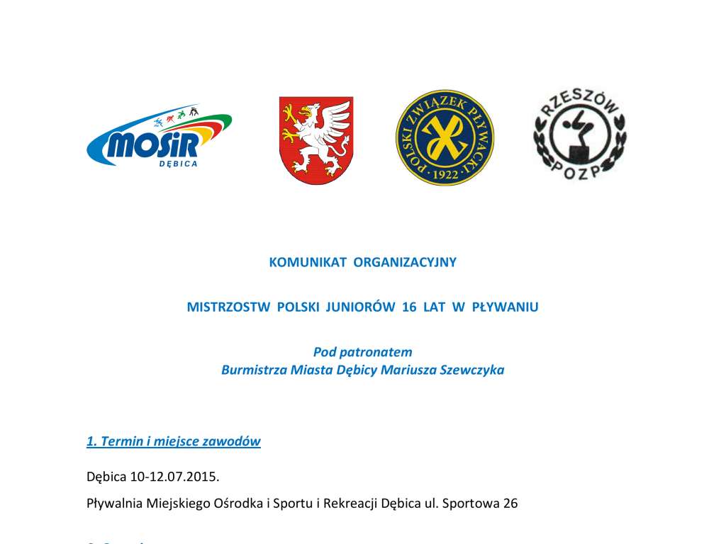 Mistrzostwa Polski Juniorów 16 lat w pływaniu