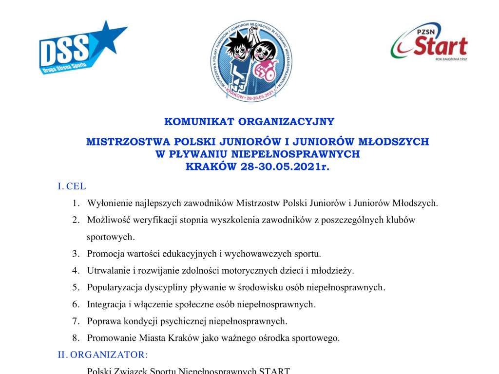 Mistrzostwa Polski Juniorów i Juniorów Młodszych w pływaniu Osób Niepełnosprawnych