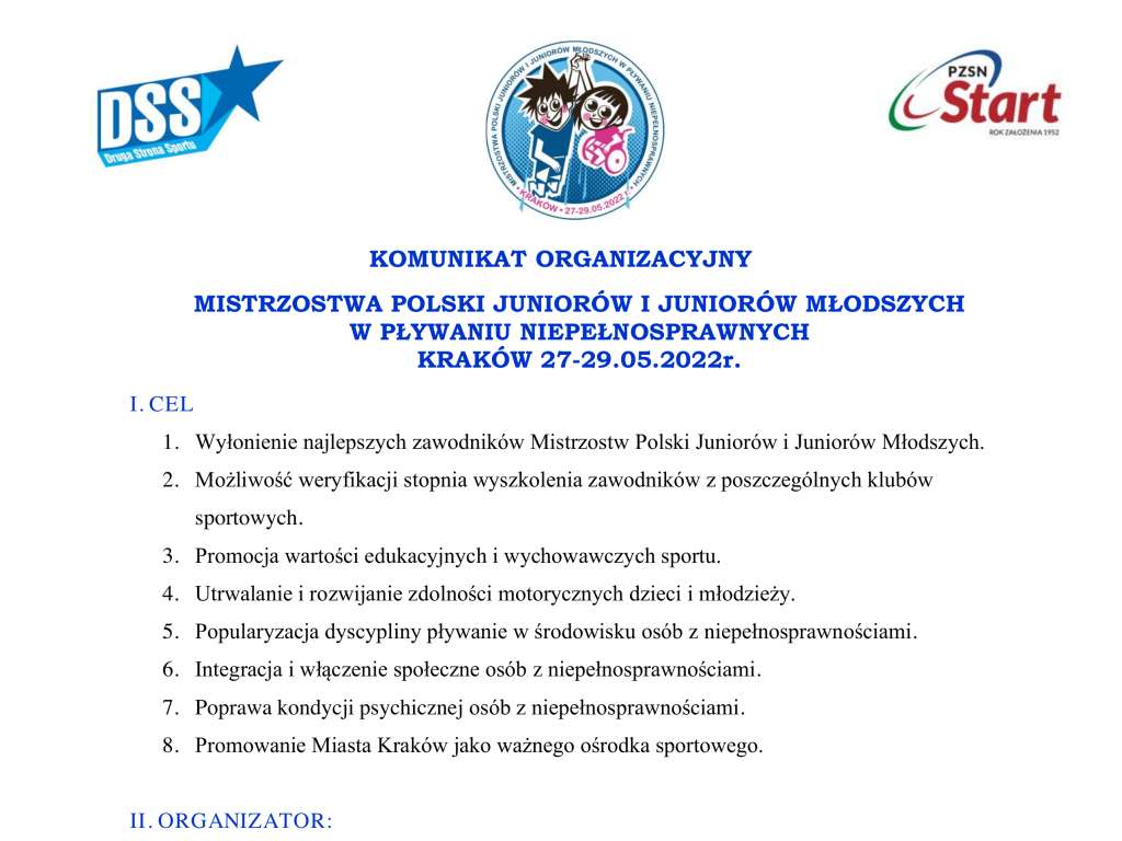 Mistrzostwa Polski Juniorów i Juniorów Młodzych w Pywaniu Niepełnosprawnych
