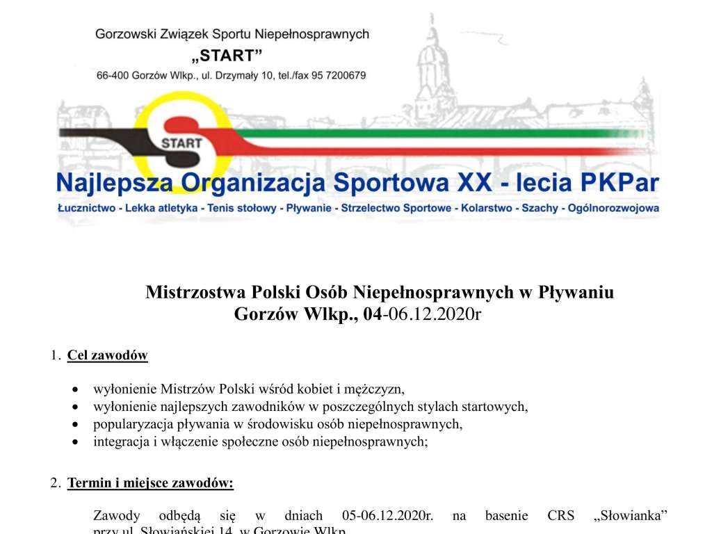 Mistrzostwa Polski Osób Niepełnosprawnych w pływaniu