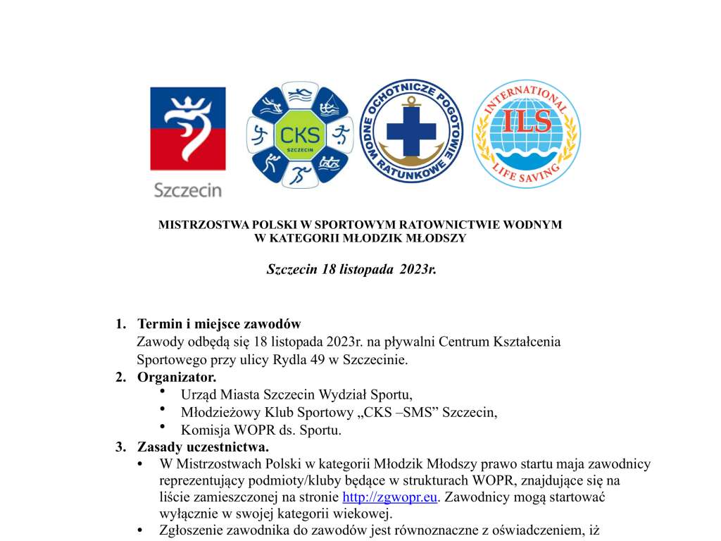 Mistrzostwa Polski w Sportowym Ratownictwie Wodnym w Kategorii Młodzik Młodszy