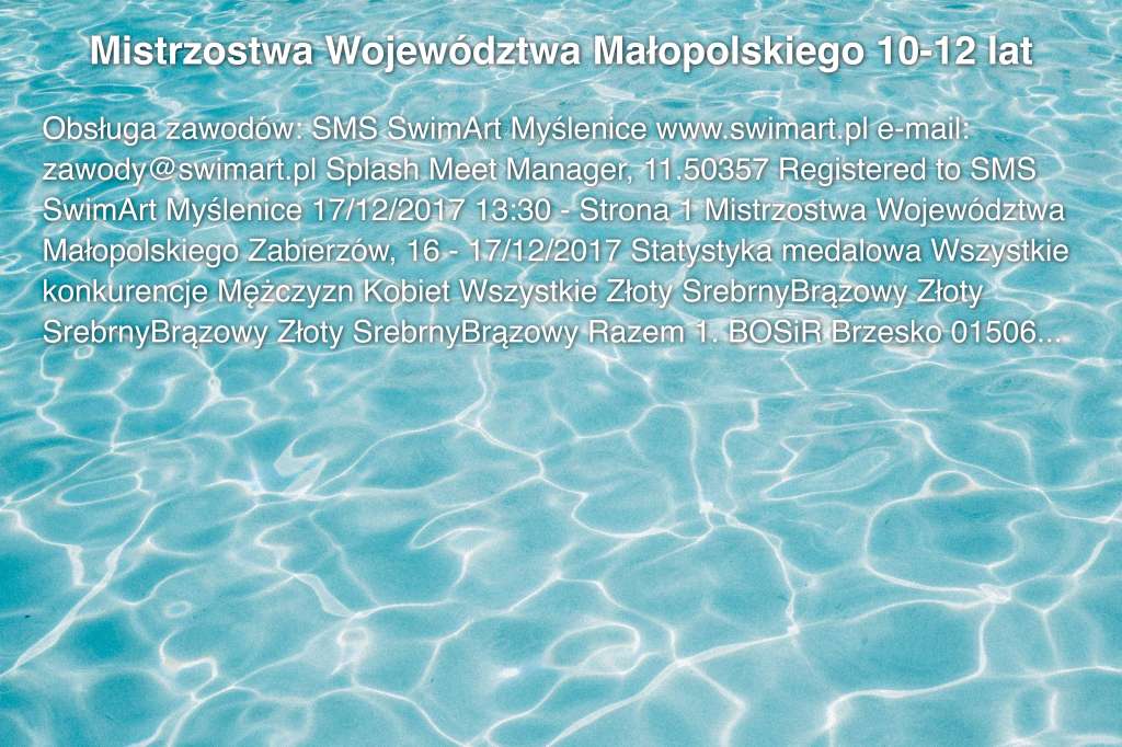 Mistrzostwa Województwa Małopolskiego 10-12 lat