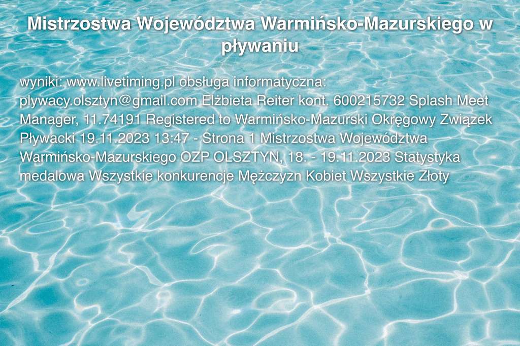 Mistrzostwa Województwa Warmińsko-Mazurskiego w pływaniu