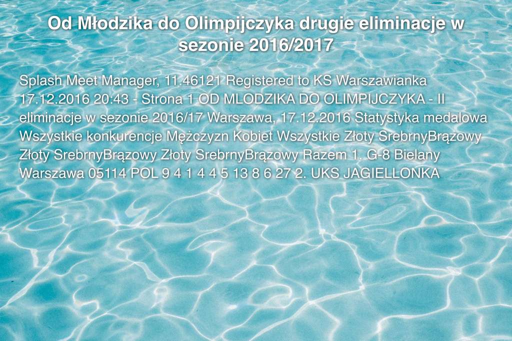 Od Młodzika do Olimpijczyka drugie eliminacje w sezonie 2016/2017