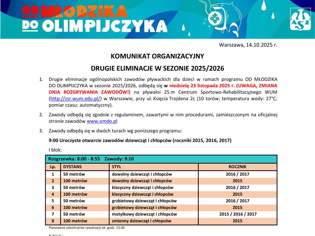 Od Młodzika do Olimpijczyka Drugie eliminacje w sezonie 2025/2026