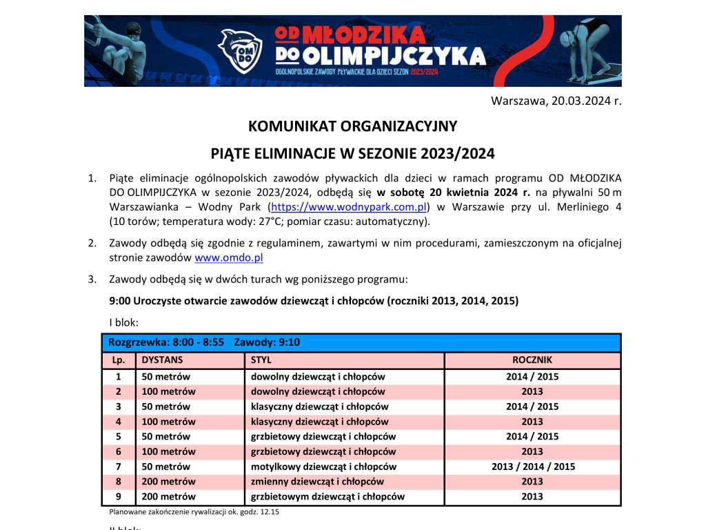Od Młodzika do Olimpijczyka Piąte eliminacje w sezonie 2023/2024
