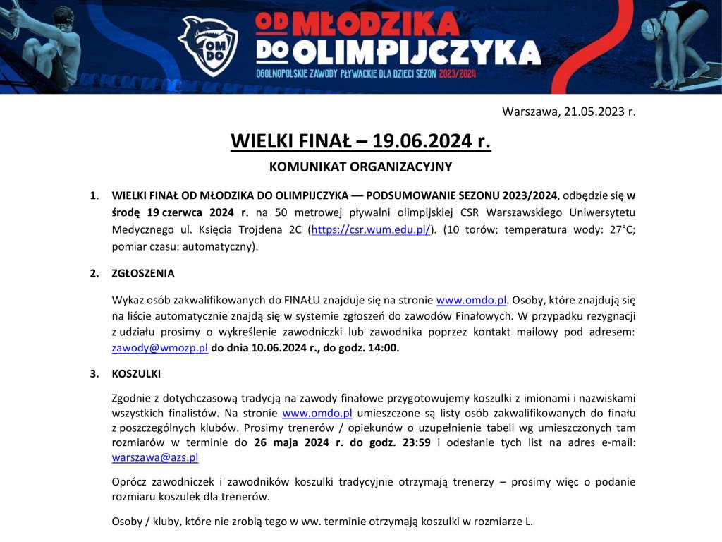 Od Młodzika do Olimpijczyka WIELKI FINAŁ w sezonie 2023/2024