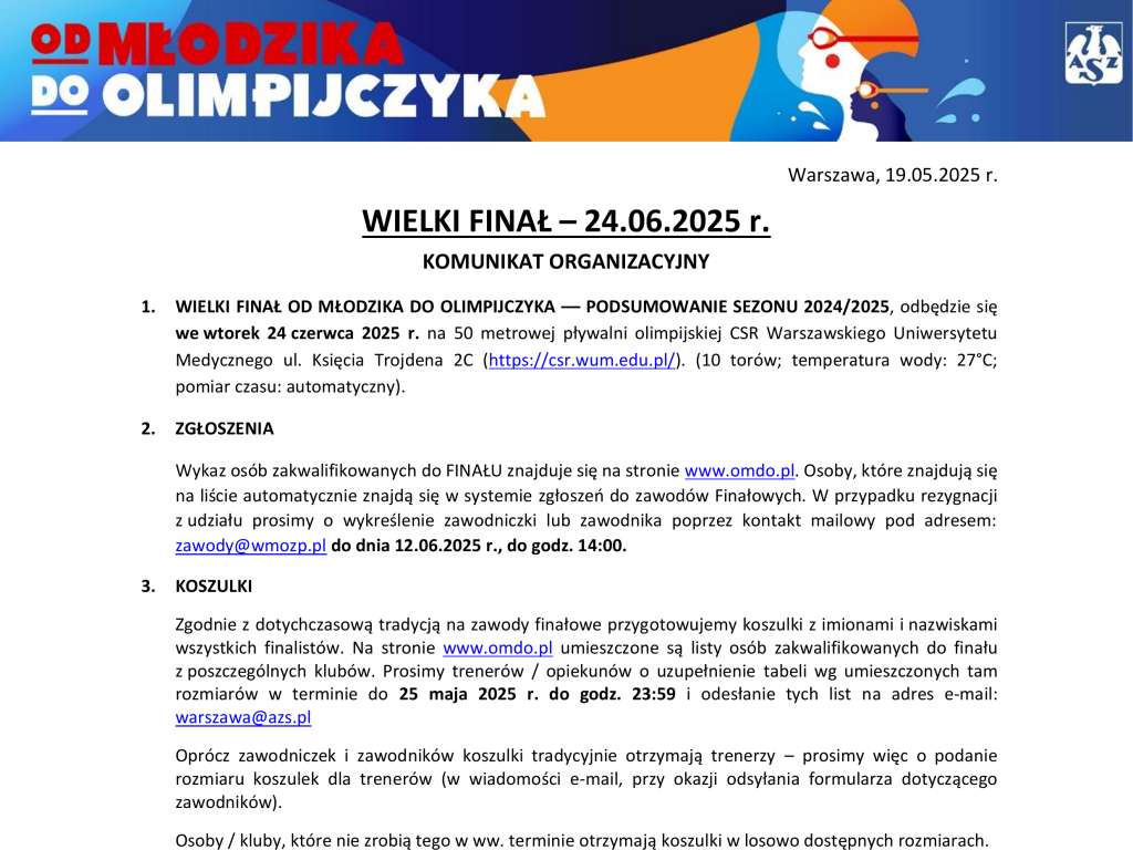 Od Młodzika do Olimpijczyka WIELKI FINAŁ w sezonie 2024/2025