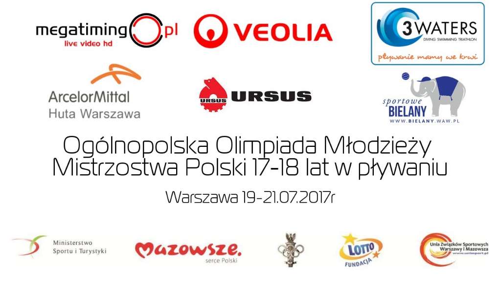 Ogólnopolska Olimpiada Młodzieży Mistrzostwa Polski 17-18 lat w pływaniu