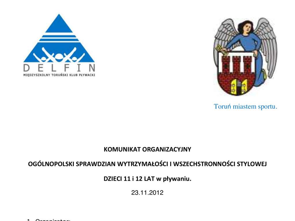 Ogólnopolski Sprawdzian Wytrzymałości i Wszechstronności Stylowej Dzieci 11 i 12 lat w pływaniu