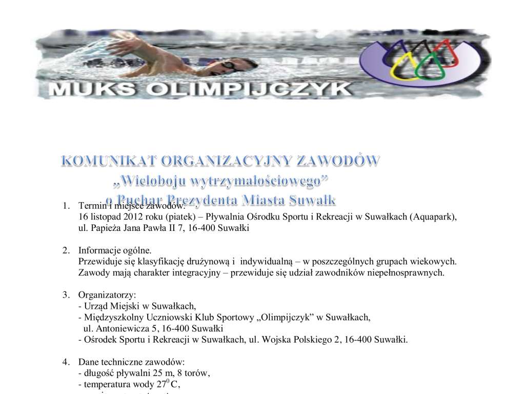 Ogólnopolski Sprawdzian Wytrzymałości i Wszechstronności Stylowej Zawody o Puchar Prezydenta Miasta Suwałk