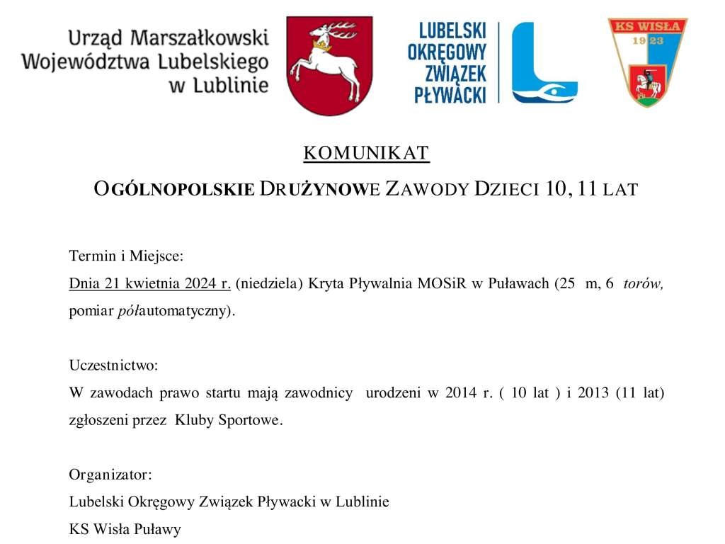 Ogólnopolskie Drużynowe Zawody Dzieci 10-11 lat