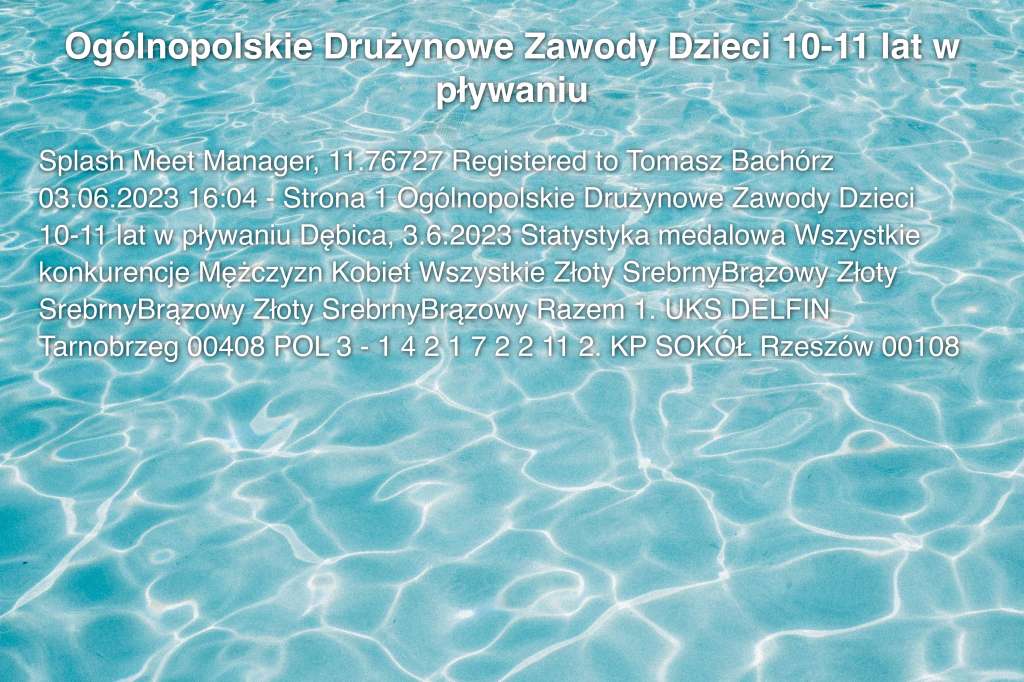 Ogólnopolskie Drużynowe Zawody Dzieci 10-11 lat w pływaniu