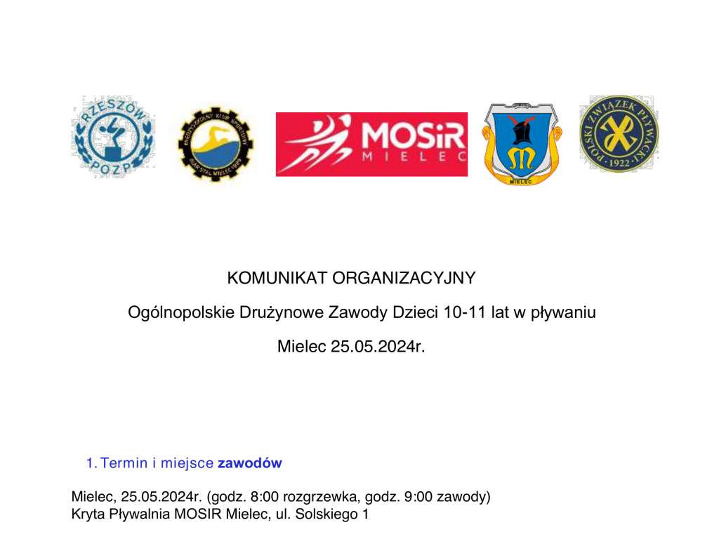 Ogólnopolskie Drużynowe Zawody Dzieci 10-11 lat w pływaniu