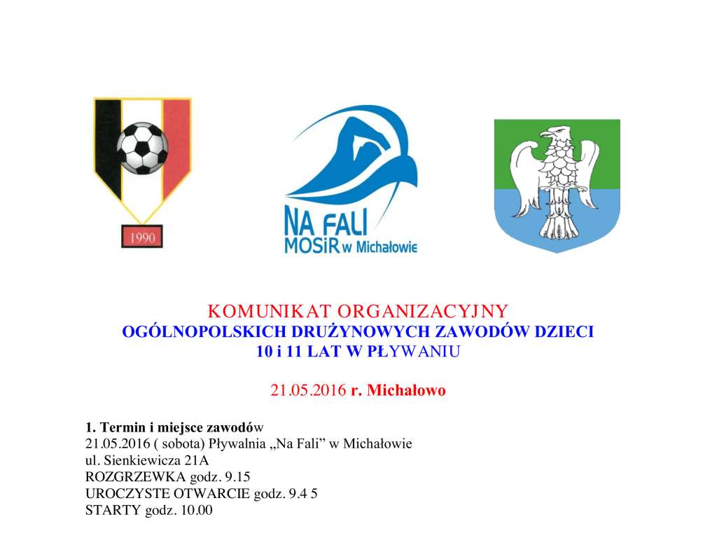 Ogólnopolskie Drużynowe Zawody Dzieci 10 i 11 lat w pływaniu