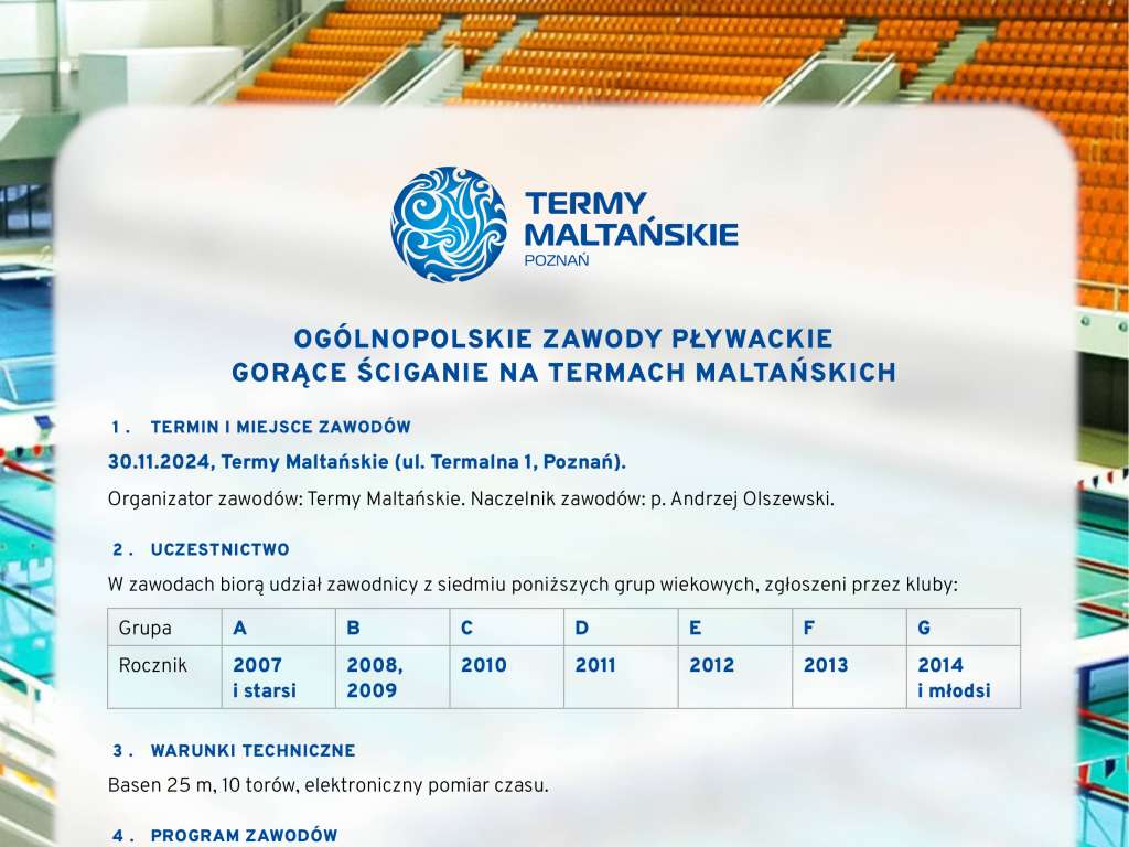 Ogólnopolskie Zawody Pływackie Gorące Ściganie na Termach