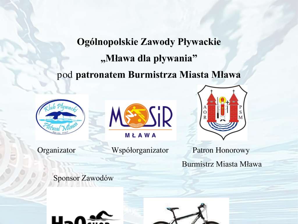 Ogólnopolskie Zawody Pływackie Mława dla pływania pod patronatem Burmistrza Miasta Mława