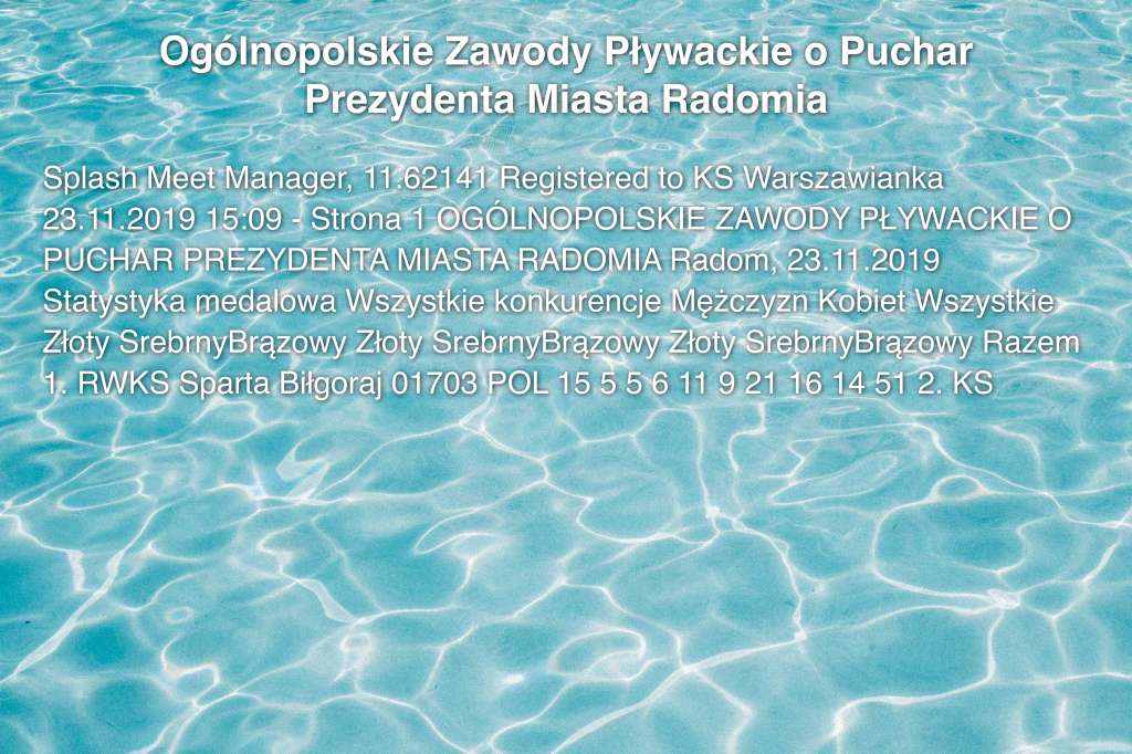 Ogólnopolskie Zawody Pływackie o Puchar Prezydenta Miasta Radomia