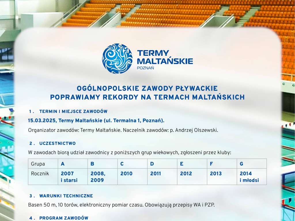 Ogólnopolskie Zawody Pływackie Poprawiamy Rekordy na Termach