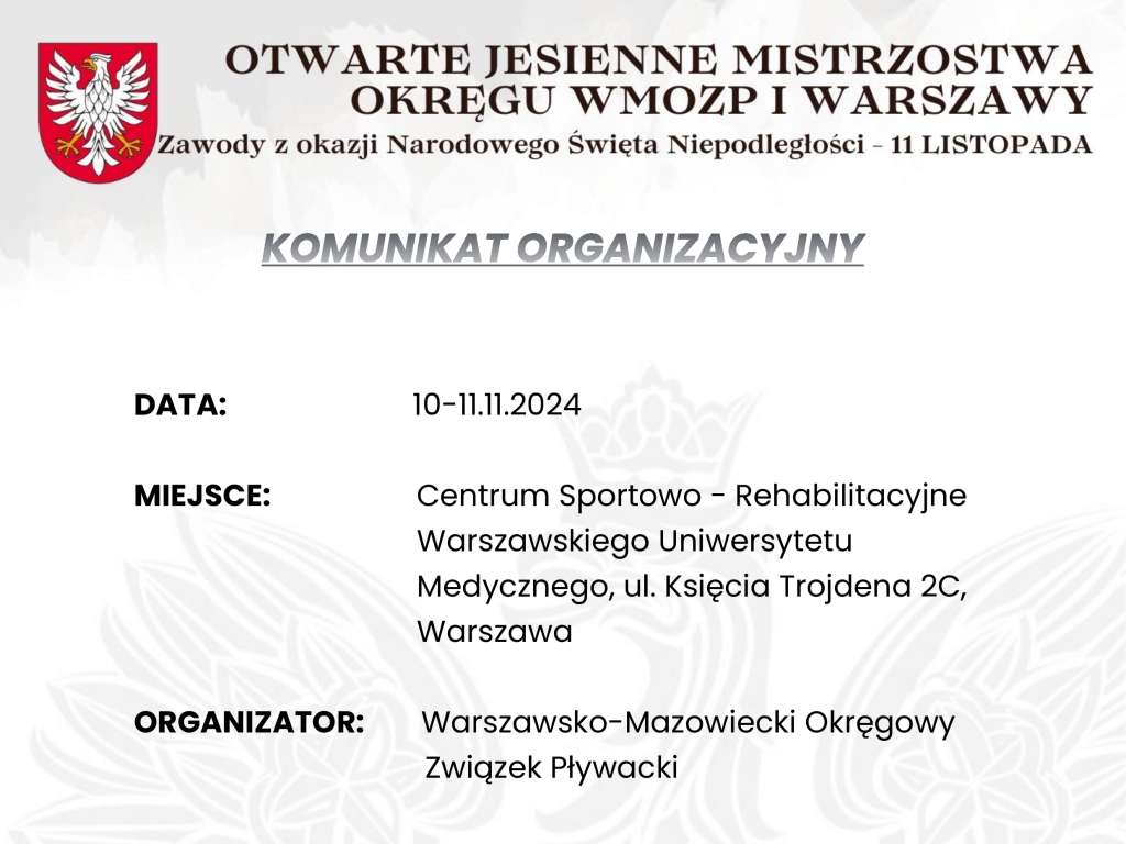 Otwarte Jesienne Mistrzostwa Okręgu Warszawsko Mazowieckiego i Mistrzostwa Warszawy
