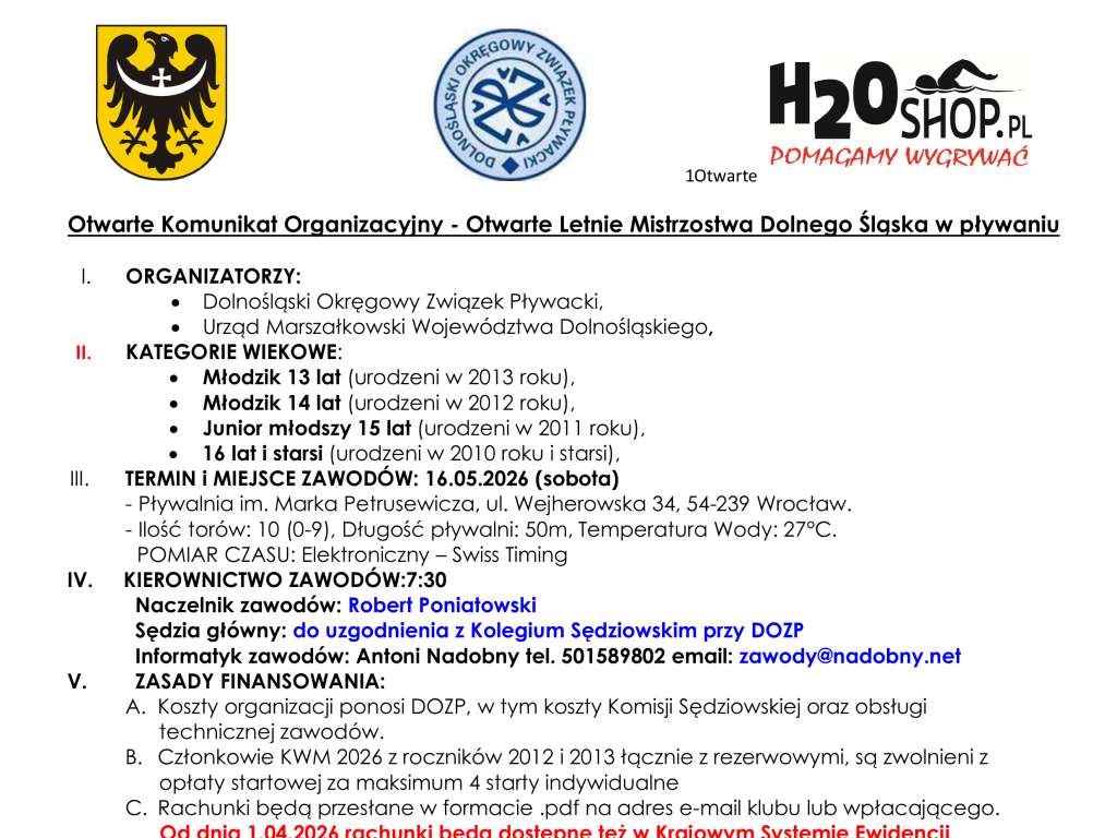 Otwarte Letnie Mistrzostwa Dolnego Śląska w pływaniu