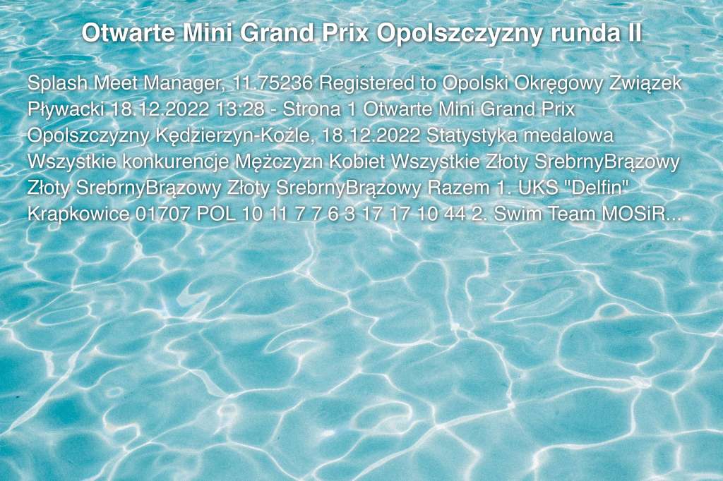 Otwarte Mini Grand Prix Opolszczyzny runda II
