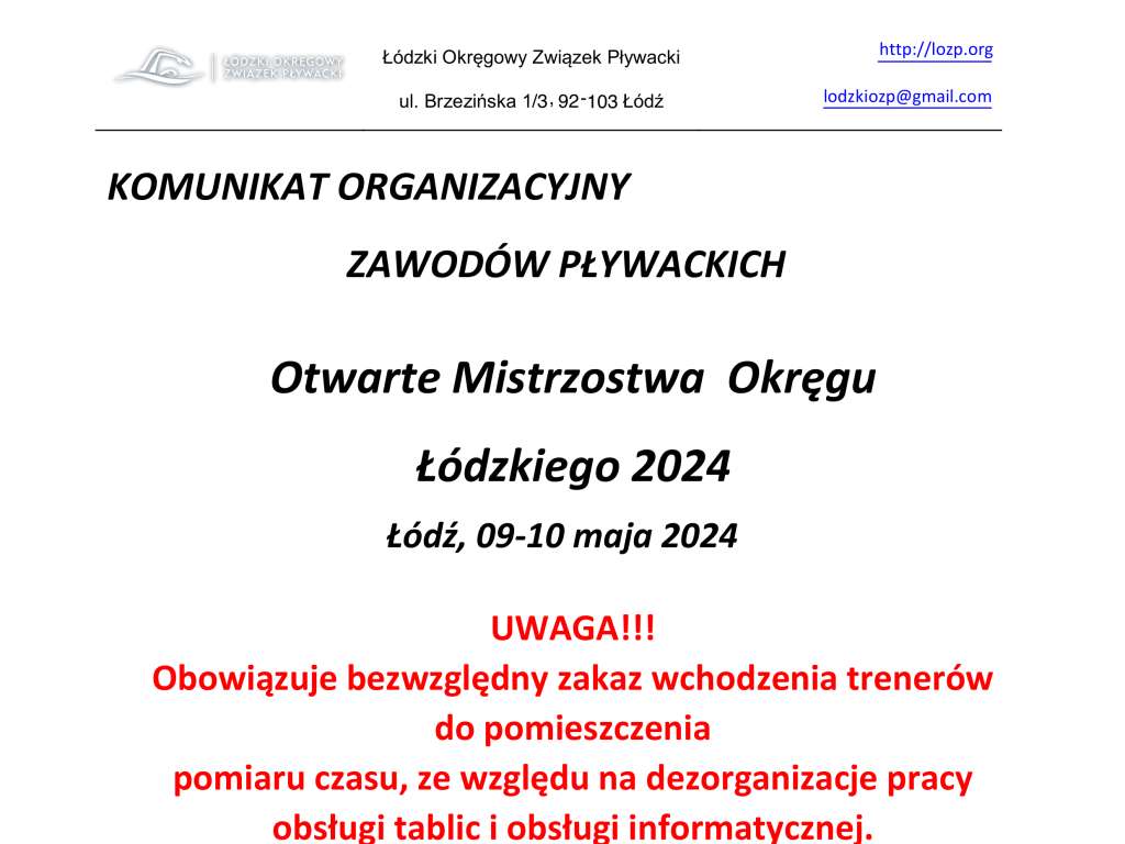 Otwarte Mistrzostwa  Okręgu  Łódzkiego 2024