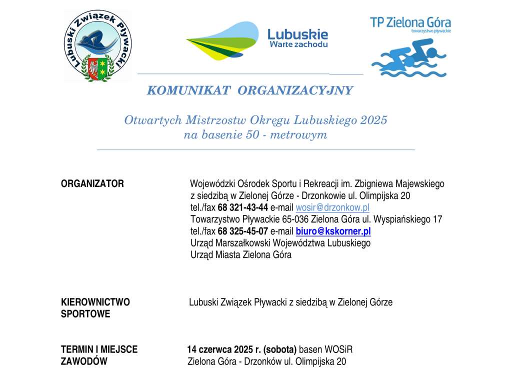 Otwarte Mistrzostwa Okręgu Lubuskiego 2025 w pływaniu