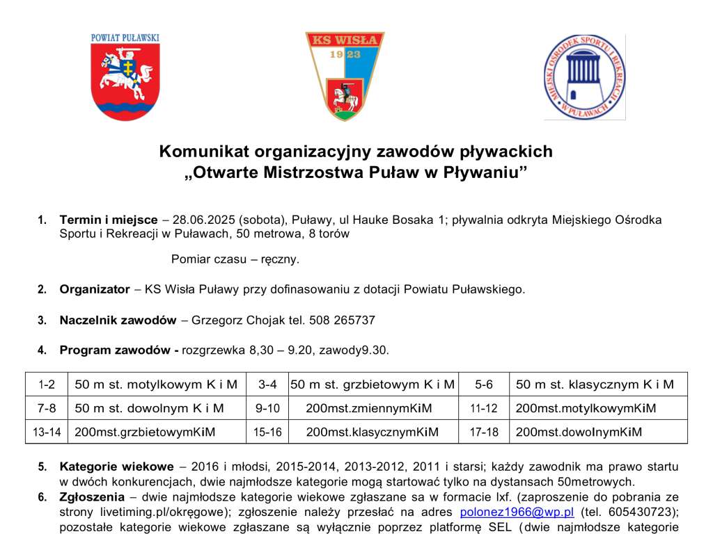 Otwarte Mistrzostwa Puław w Pływaniu