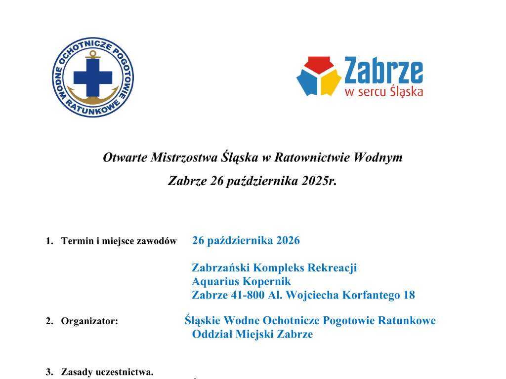Otwarte Mistrzostwa Śląska w Ratownictwie Wodnym